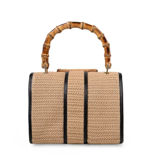 Beige/zwarte handtas