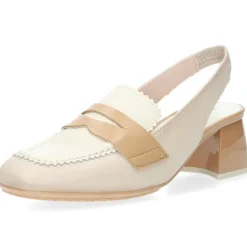 Beige mocassins op hak