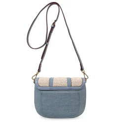 Beige/blauwe schoudertas