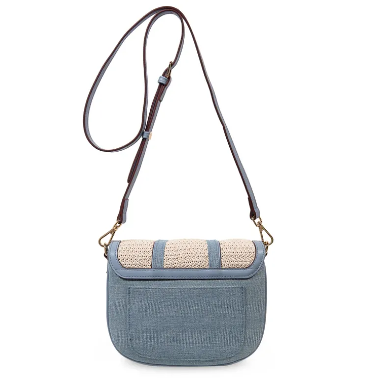 Beige/blauwe schoudertas