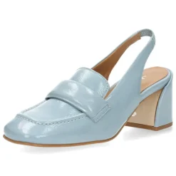 Blauwe mocassins op hak