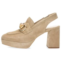 Cognac mocassins op hak