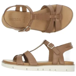 Cognac sandalen