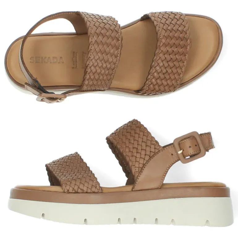 Cognac sandalen