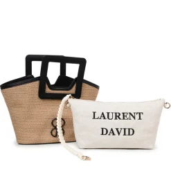 Cognac/zwarte handtas