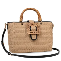 Cognac/zwarte handtas