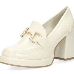 Ecru mocassins op hak
