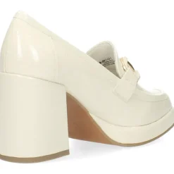 Ecru mocassins op hak