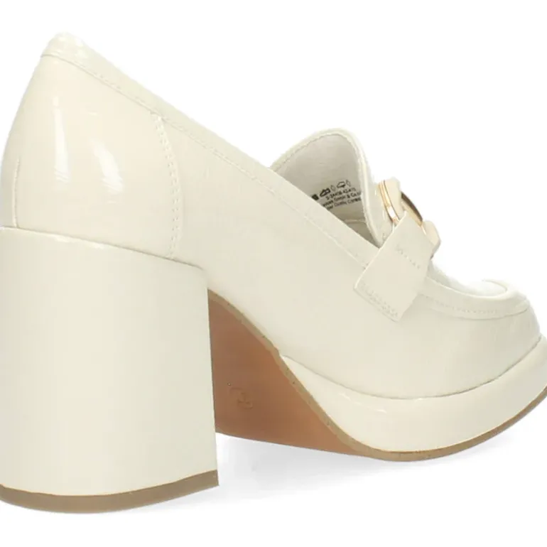 Ecru mocassins op hak