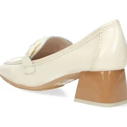 Ecru moccasins op hak