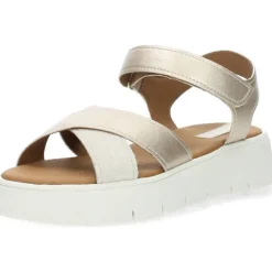 Metallic beige sandalen