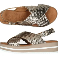 Metallic bronzen sandalen