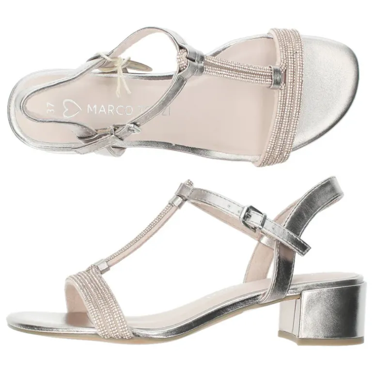 Metallic rosé sandalen