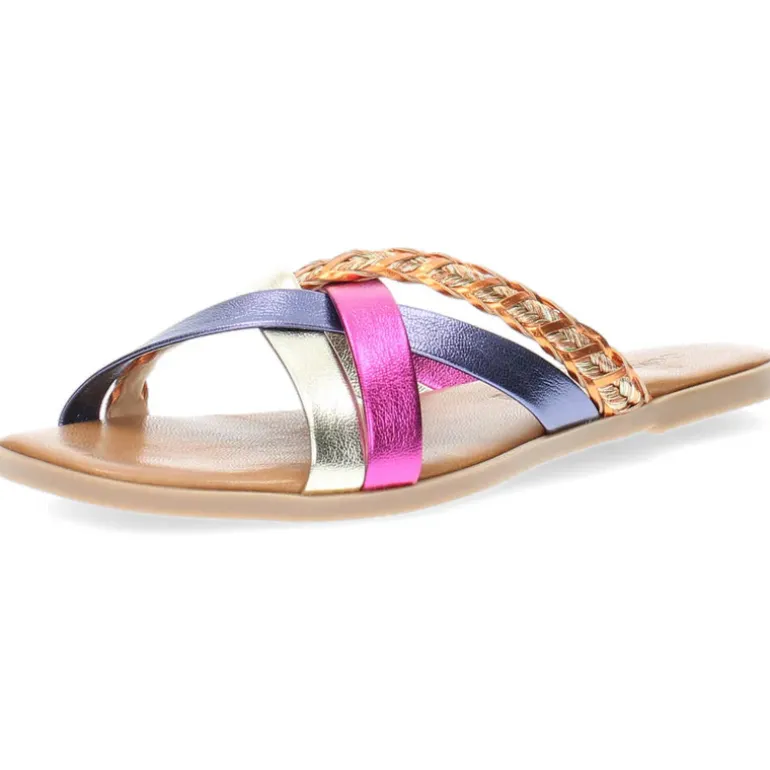 Multicolour metallic slippers