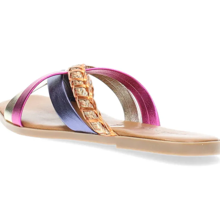 Multicolour metallic slippers