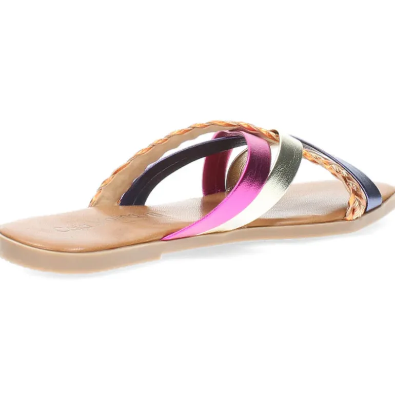 Multicolour metallic slippers