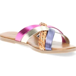 Multicolour metallic slippers